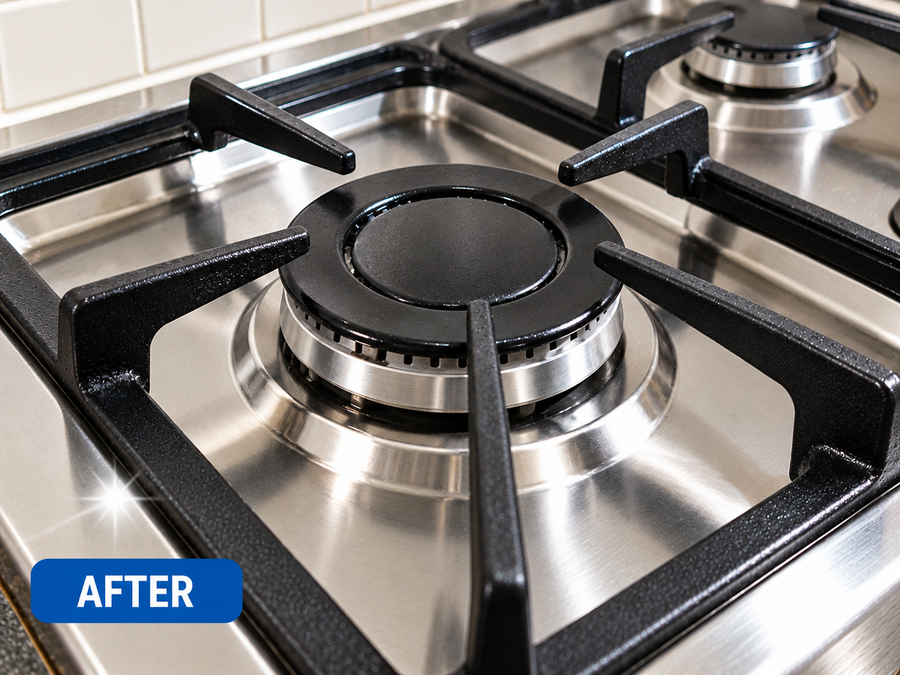 Greasy stove — after cleaning