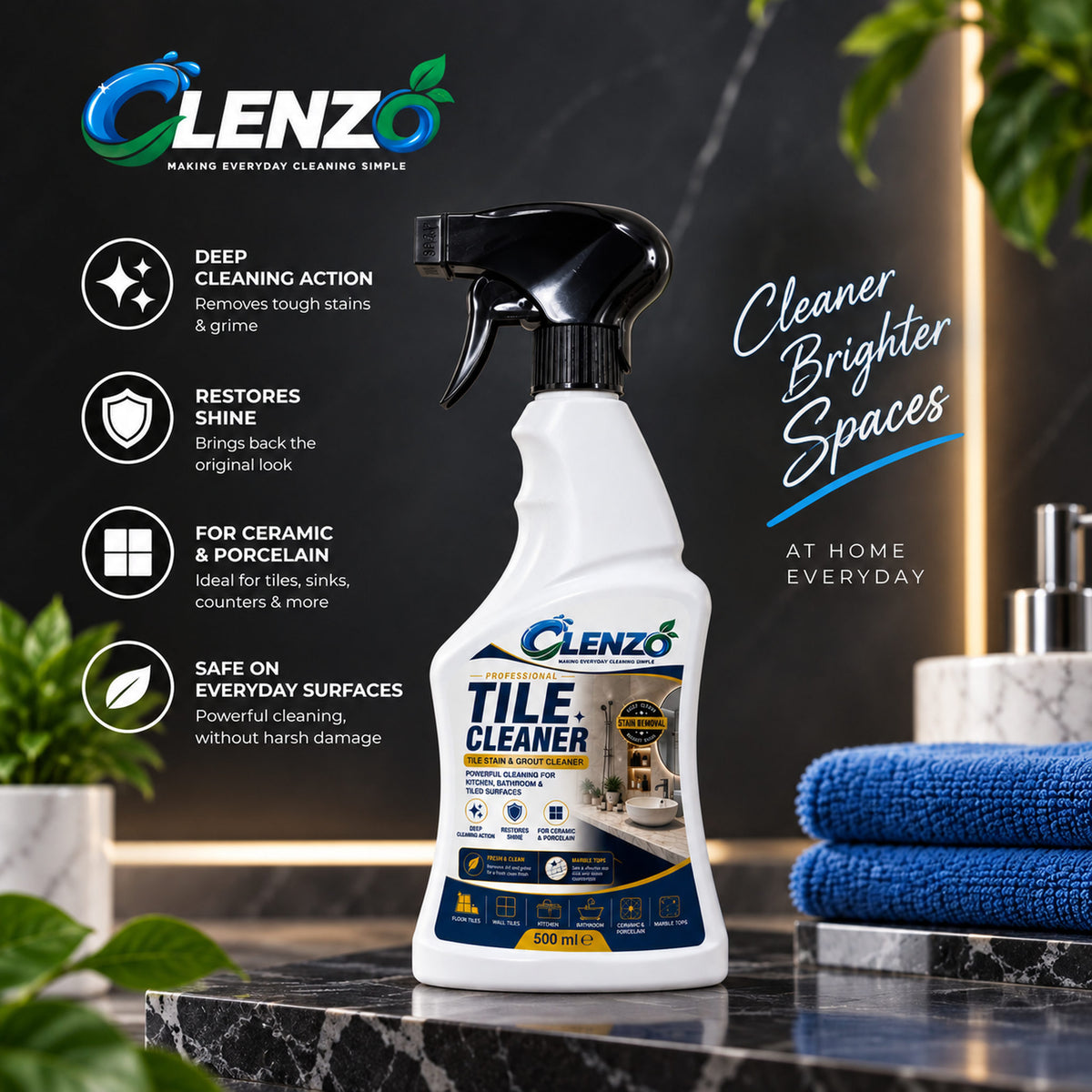 Clenzo Tile Cleaner & Shiner Sea Blue 500 ml