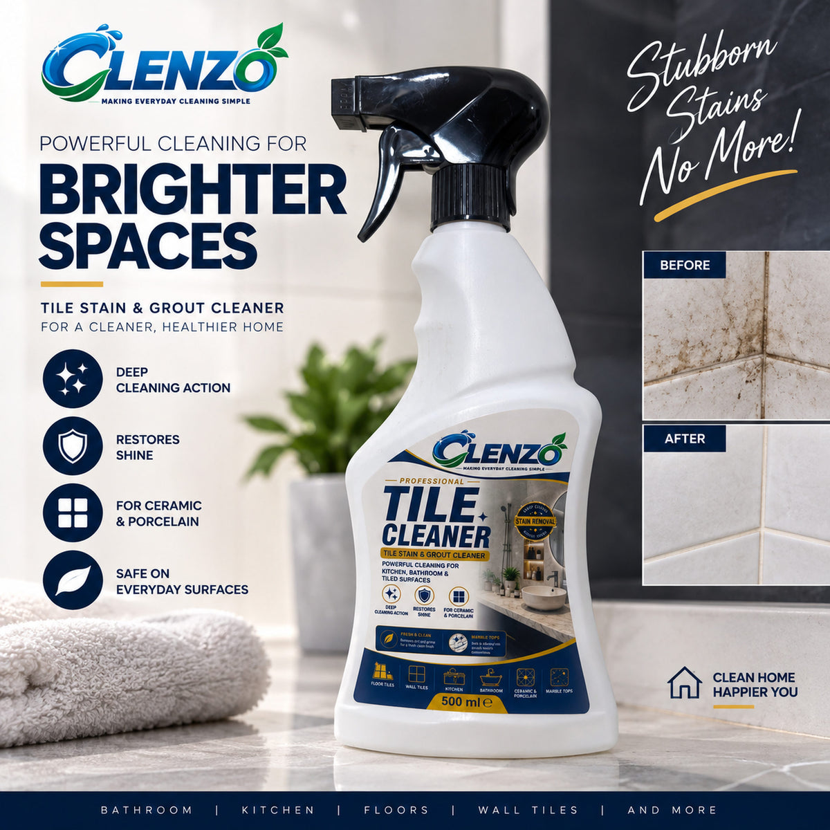 Clenzo Tile Cleaner & Shiner Sea Blue 500 ml